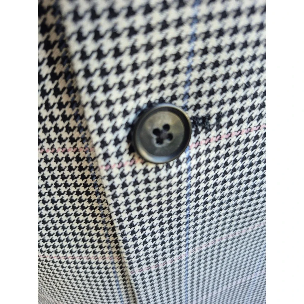 Paul Fredrick Mens 48L Double Breasted Blazer Houndstooth Silk Wool Sport Coat